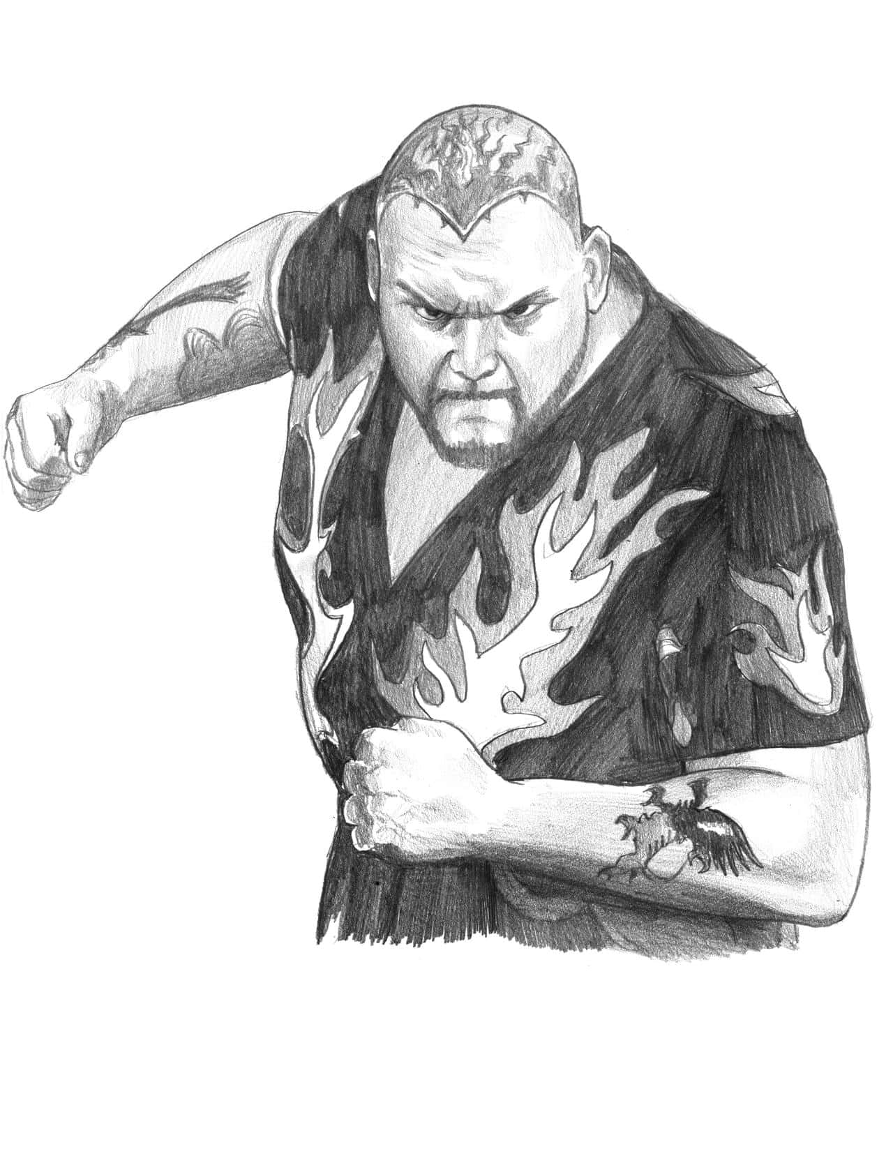 Bam Bam Bigelow Pencil Sketch Fanart Wallpaper