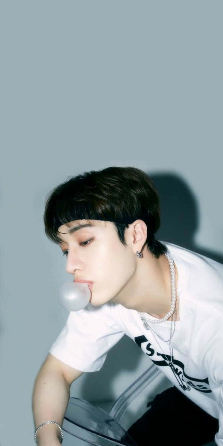 Bang Chan Blowing Bubble Gum Wallpaper