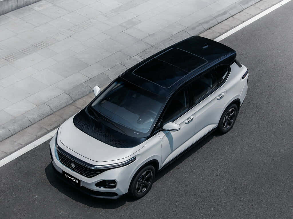 Baojun R M5 White S U V Aerial View Wallpaper