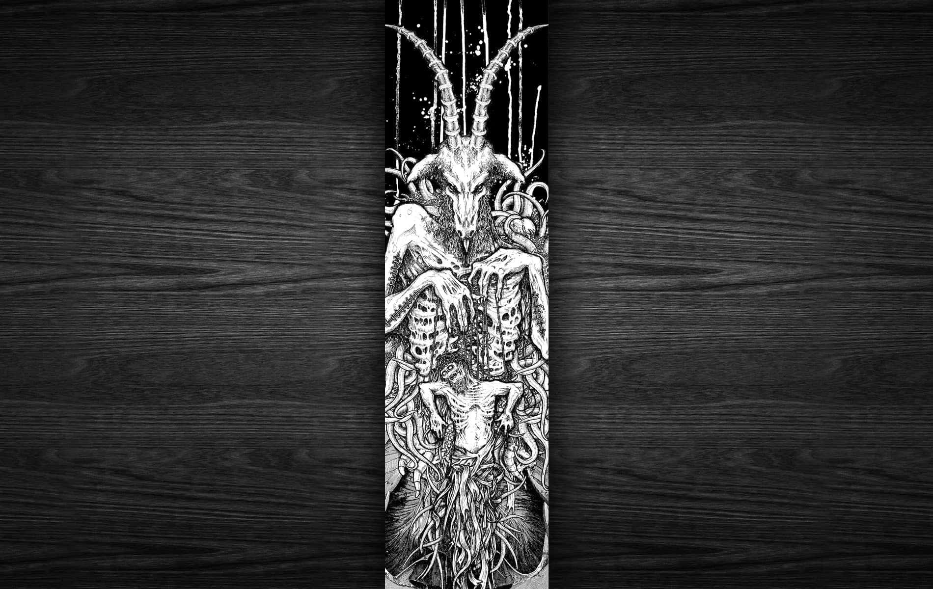 Baphomet Artwork Blackand White Wallpaper