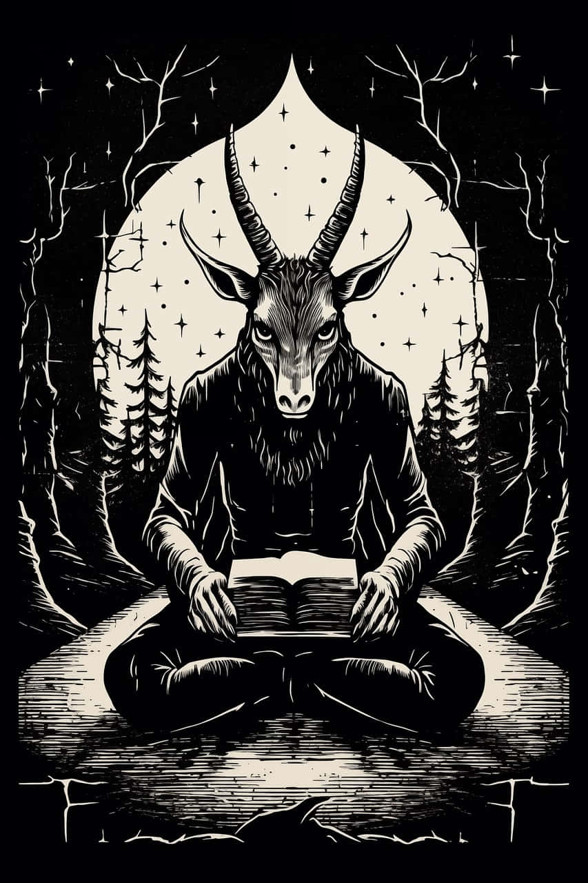 Baphomet Forest Ritual Art Wallpaper