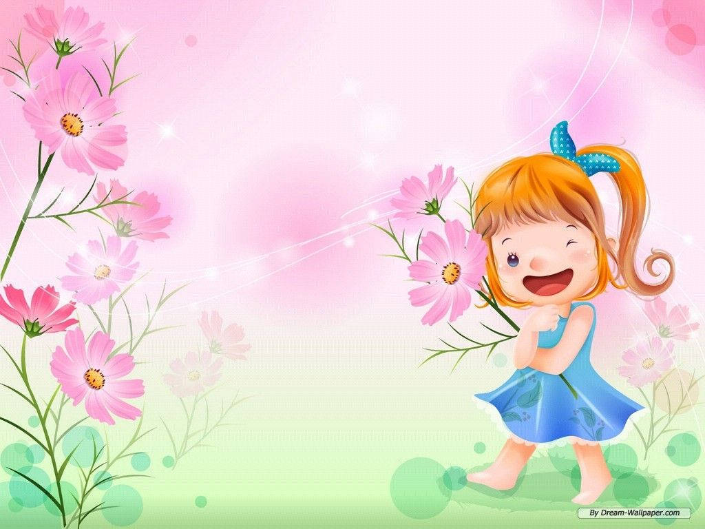 Barefooted Cute Cartoon Child Wallpaper