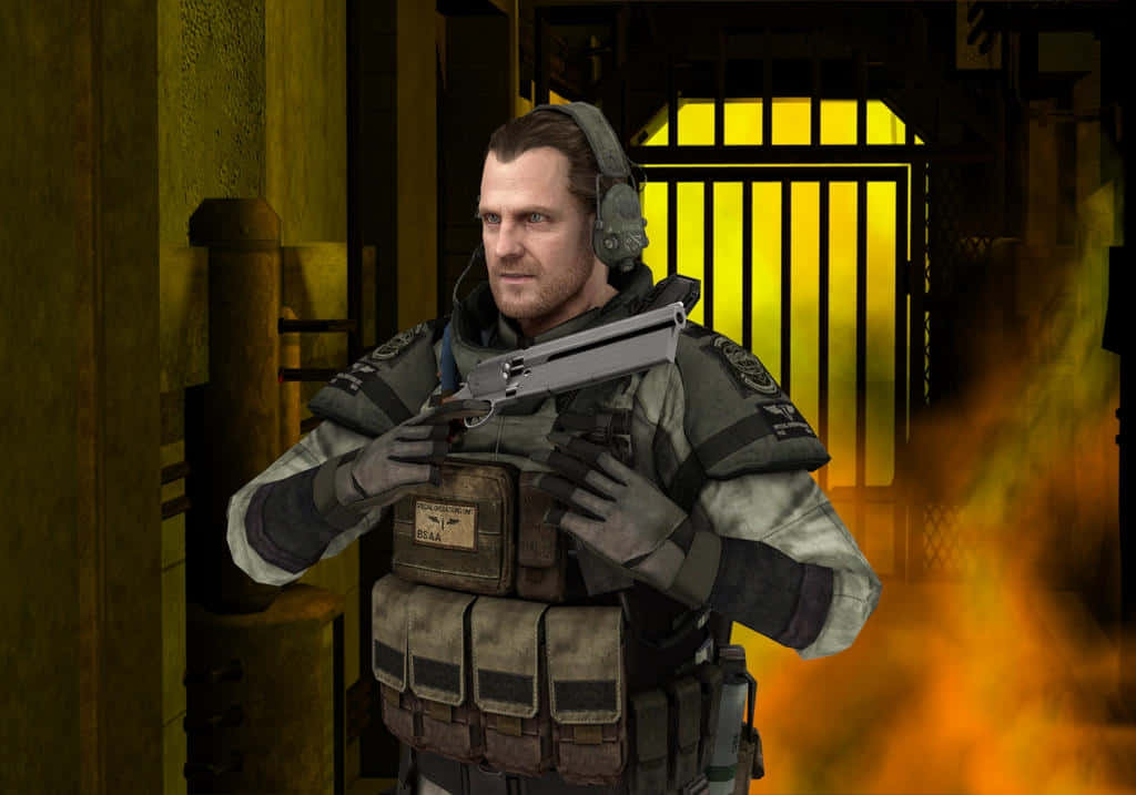 Barry Burton In Action Wallpaper