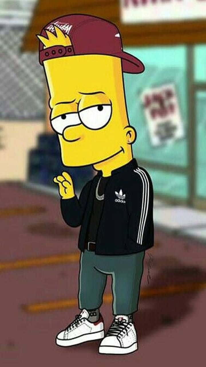 Bart Simpson Weed Hair Black Jacket Wallpaper