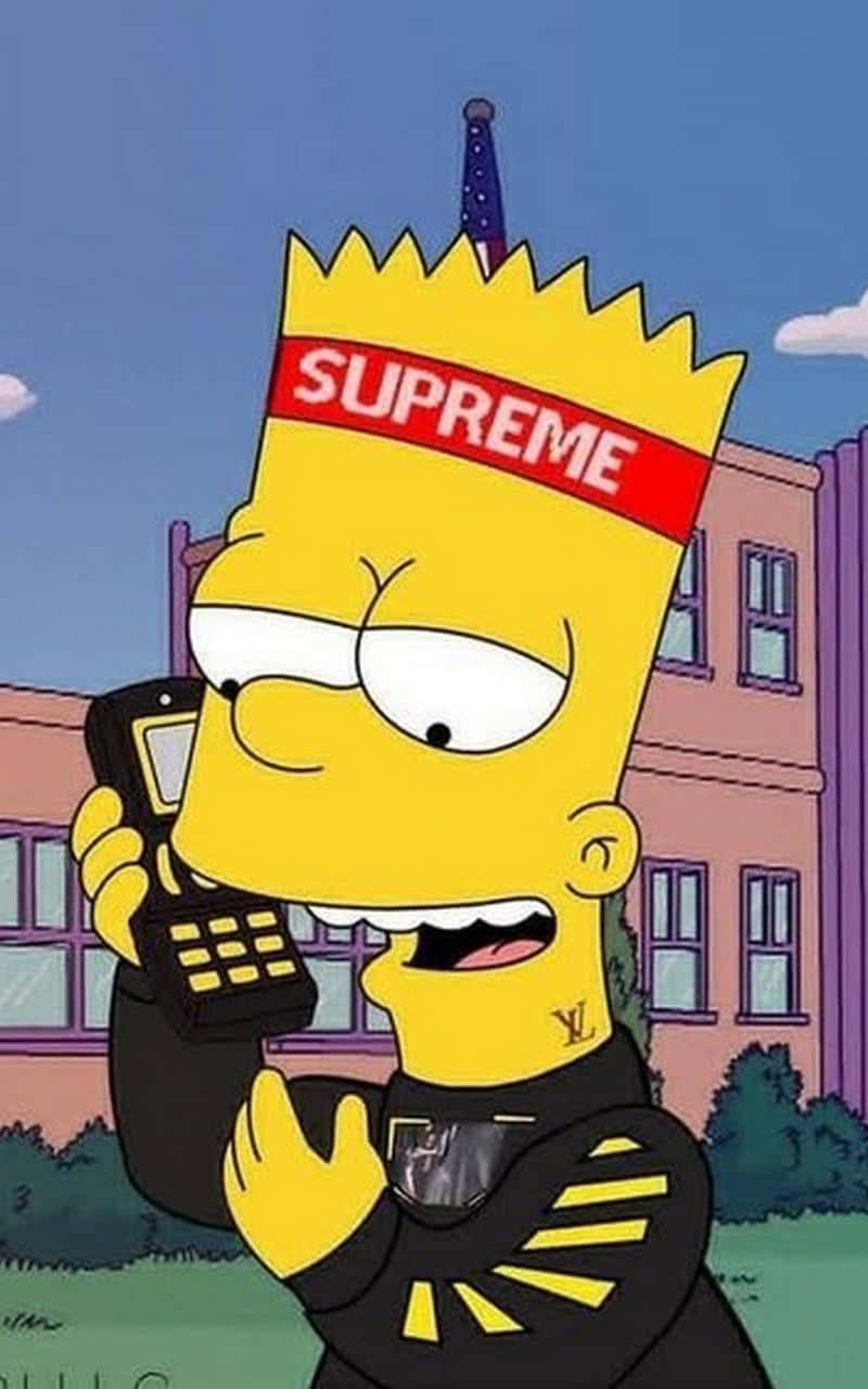 Bart Simpson Weed Holding Phone Wallpaper