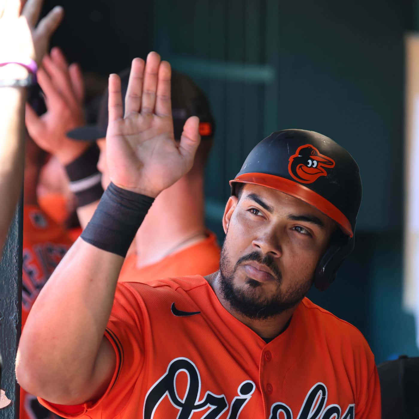 Baseball Player Anthony Santander Dugout Gesture Wallpaper