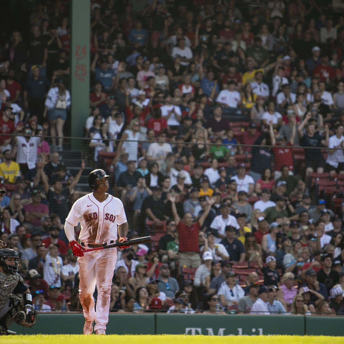 Baseball Player At Bat Fenway Park Wallpaper