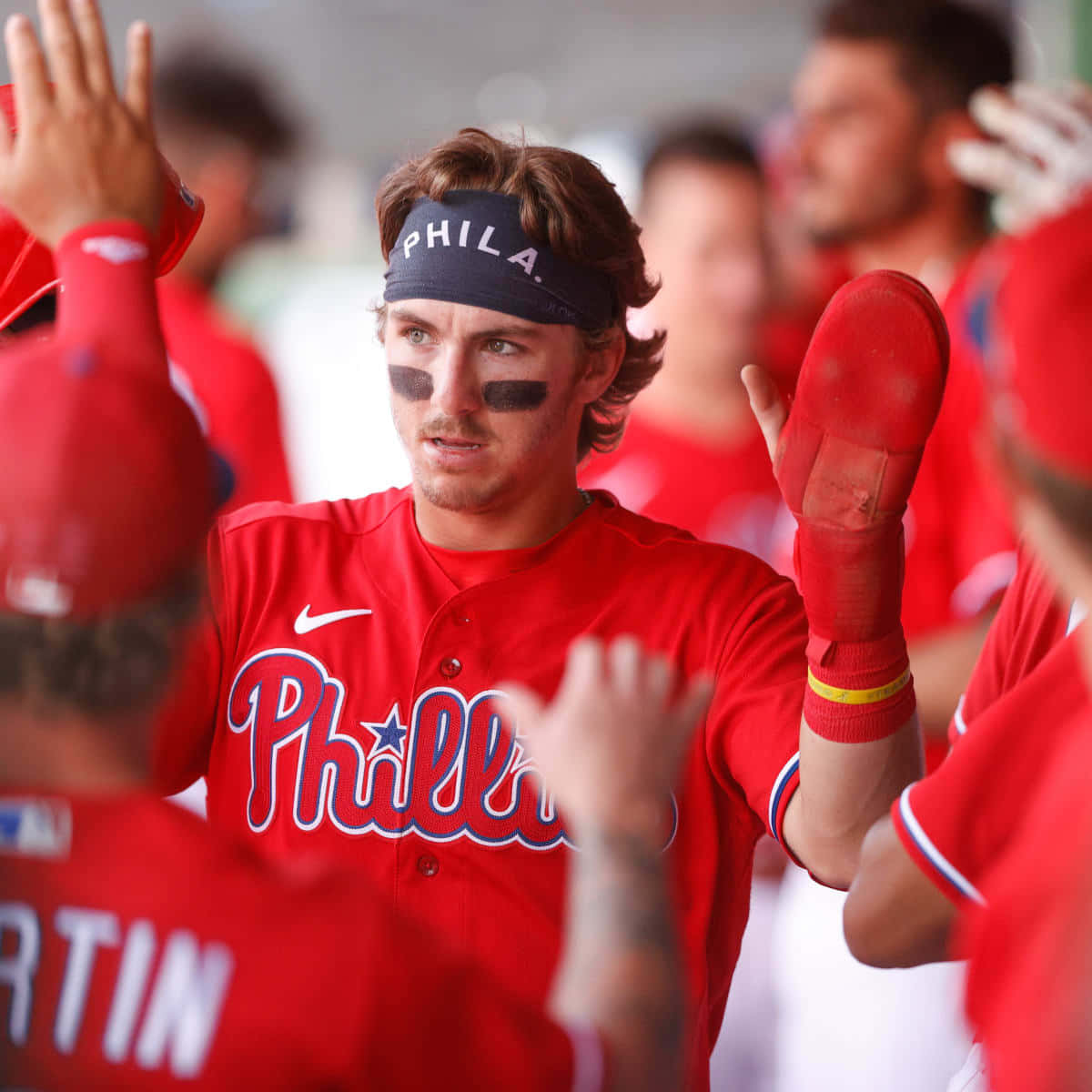 Baseball Player Celebratingwith Team Wallpaper