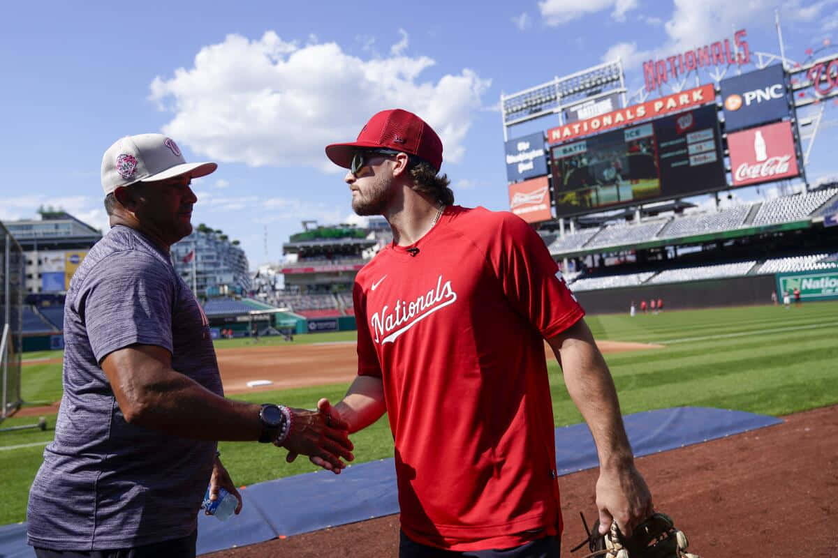 Baseball Players Handshakeat Nationals Park Wallpaper