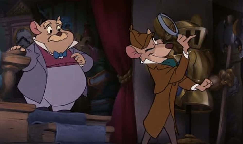 Basil Of Baker Street And Dr. Dawson In The Great Mouse Detective Wallpaper