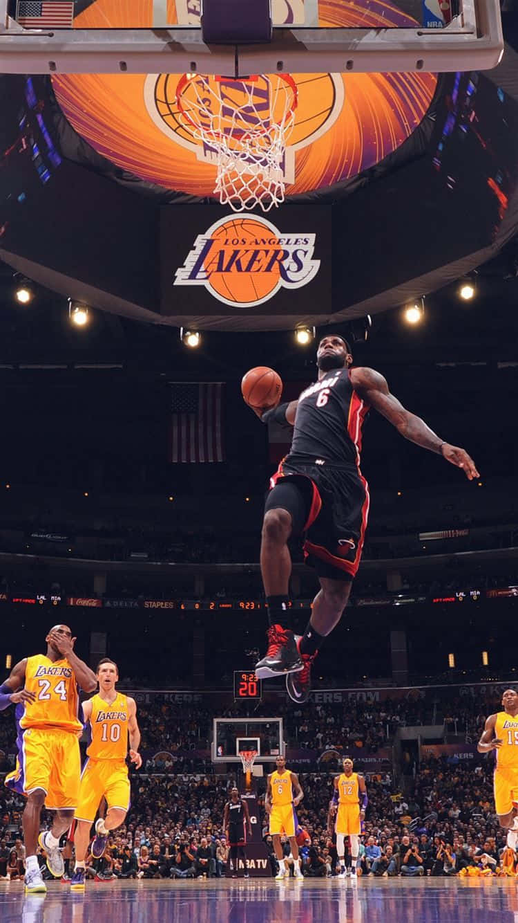 Basketball Dunk Action Lakers Court.jpg Wallpaper