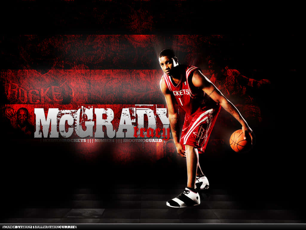 Basketball Legend Tracy Mcgrady In Action Wallpaper