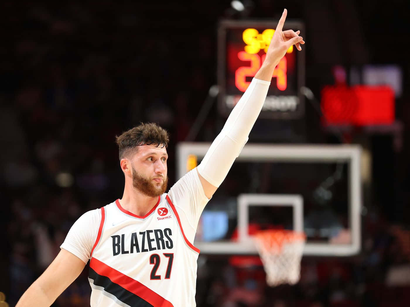 Basketball Player Jusuf Nurkic Game Against Milwaukee Bucks Wallpaper