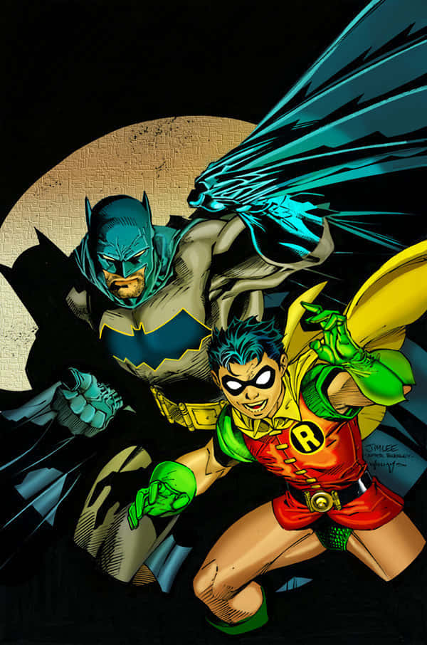 Batman And Robin Face Off In An Epic Battle Wallpaper