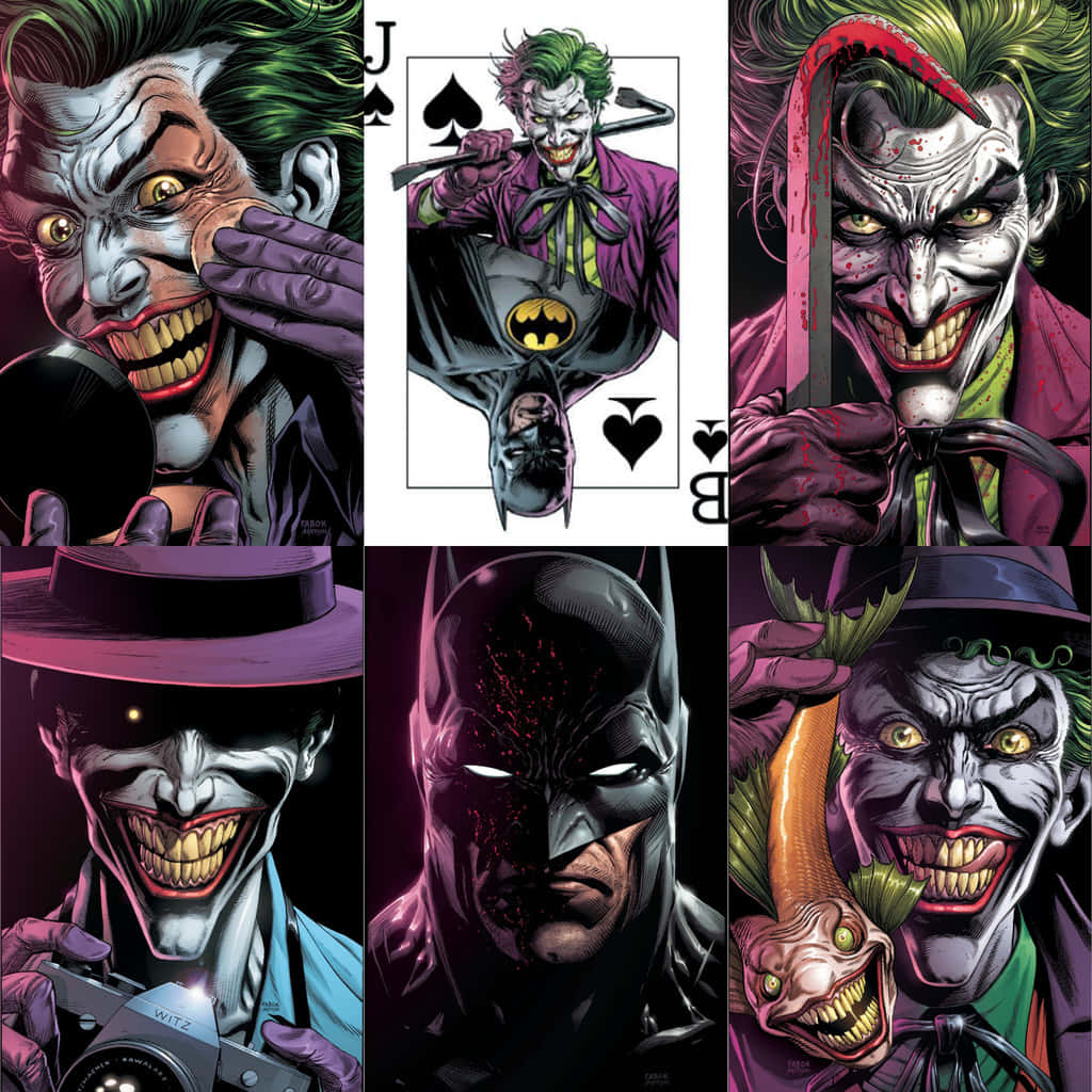 Batman And The Three Jokers Face-off Wallpaper