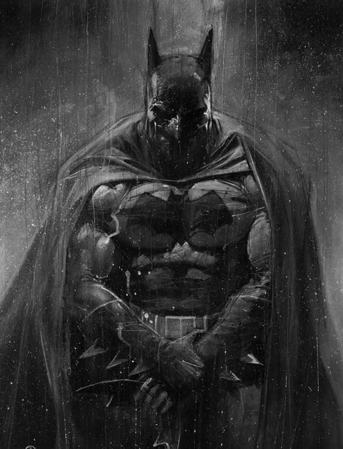 Batman In Action – Black And White Artwork Wallpaper