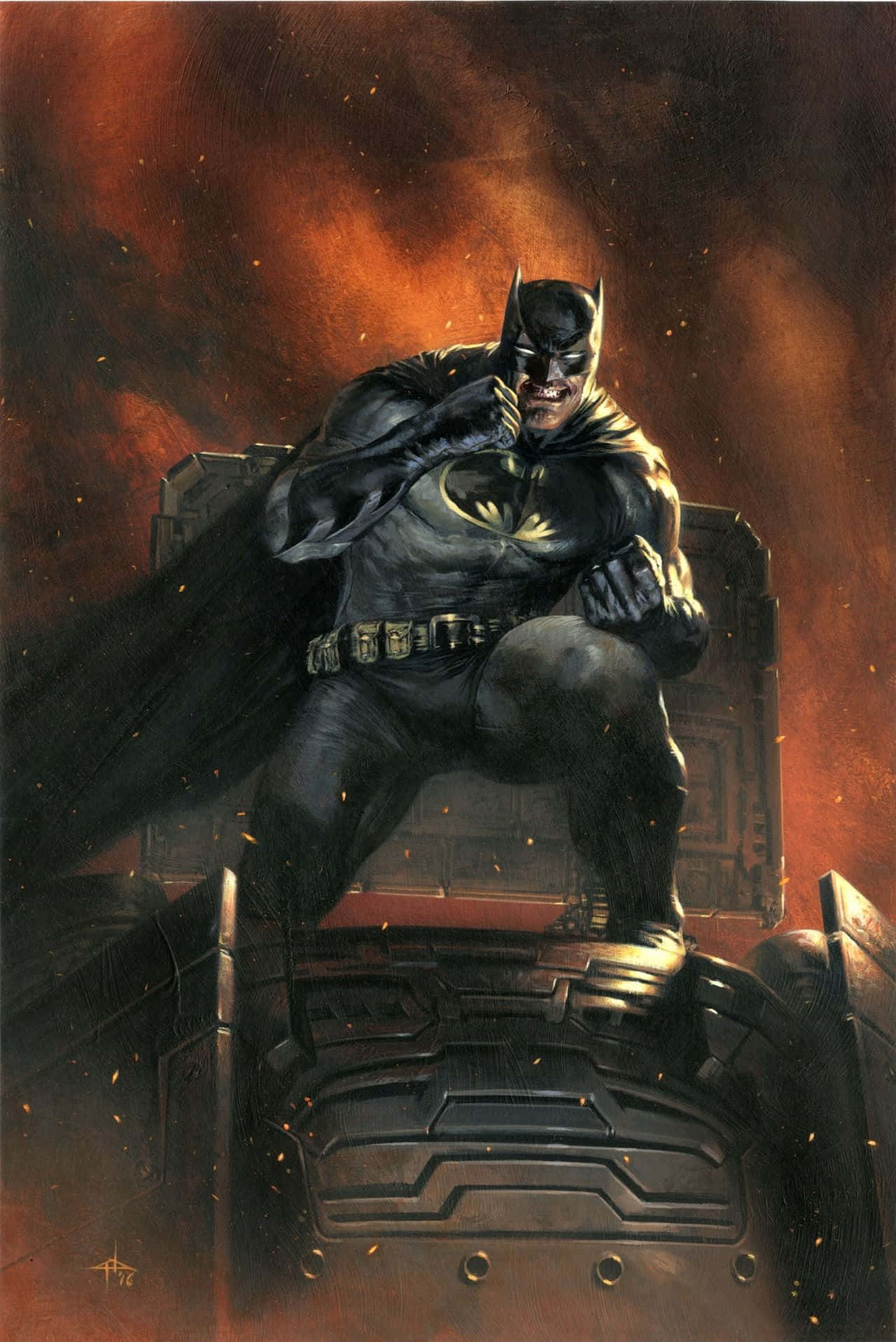 Batman Standing Tall In The Dark Knight Returns Wallpaper