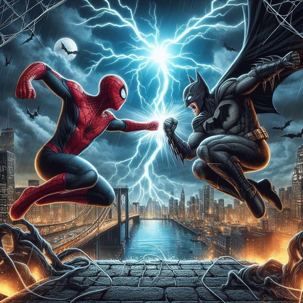 Batman Vs Spiderman Epic Showdown Wallpaper