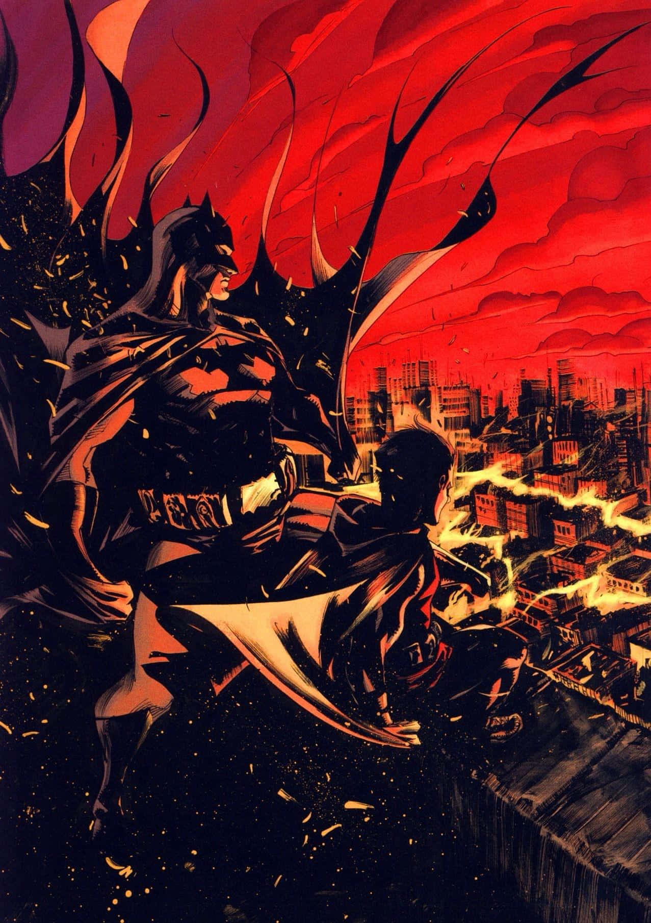 Batmanand Robin Overlooking Gotham Wallpaper