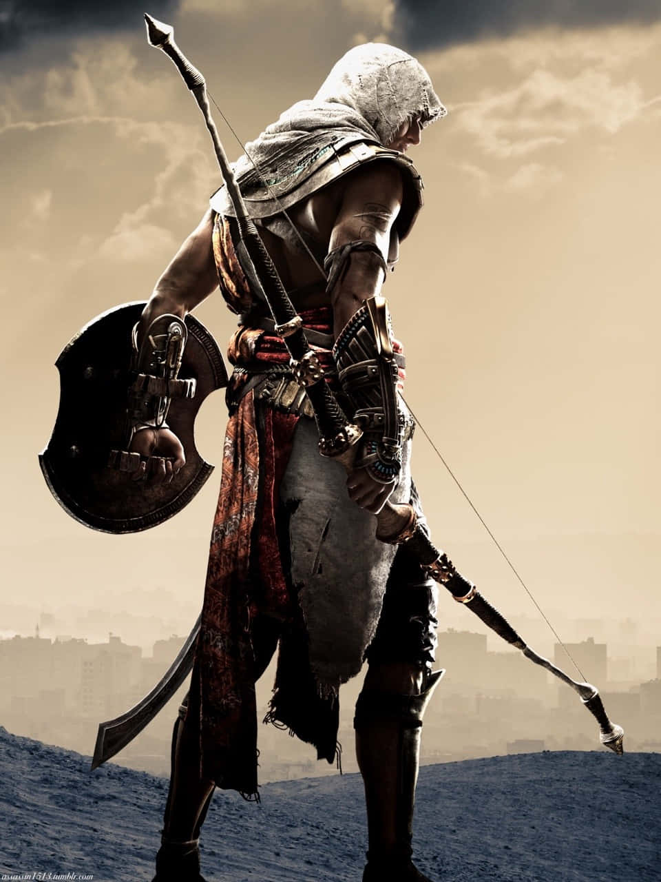 Bayek Of Siwa In Action Wallpaper