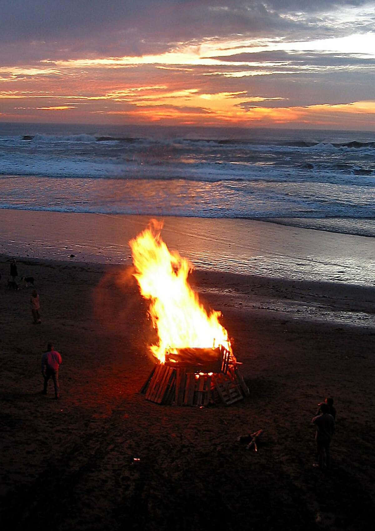 Beach Campfire Under A Starry Night Sky Wallpaper