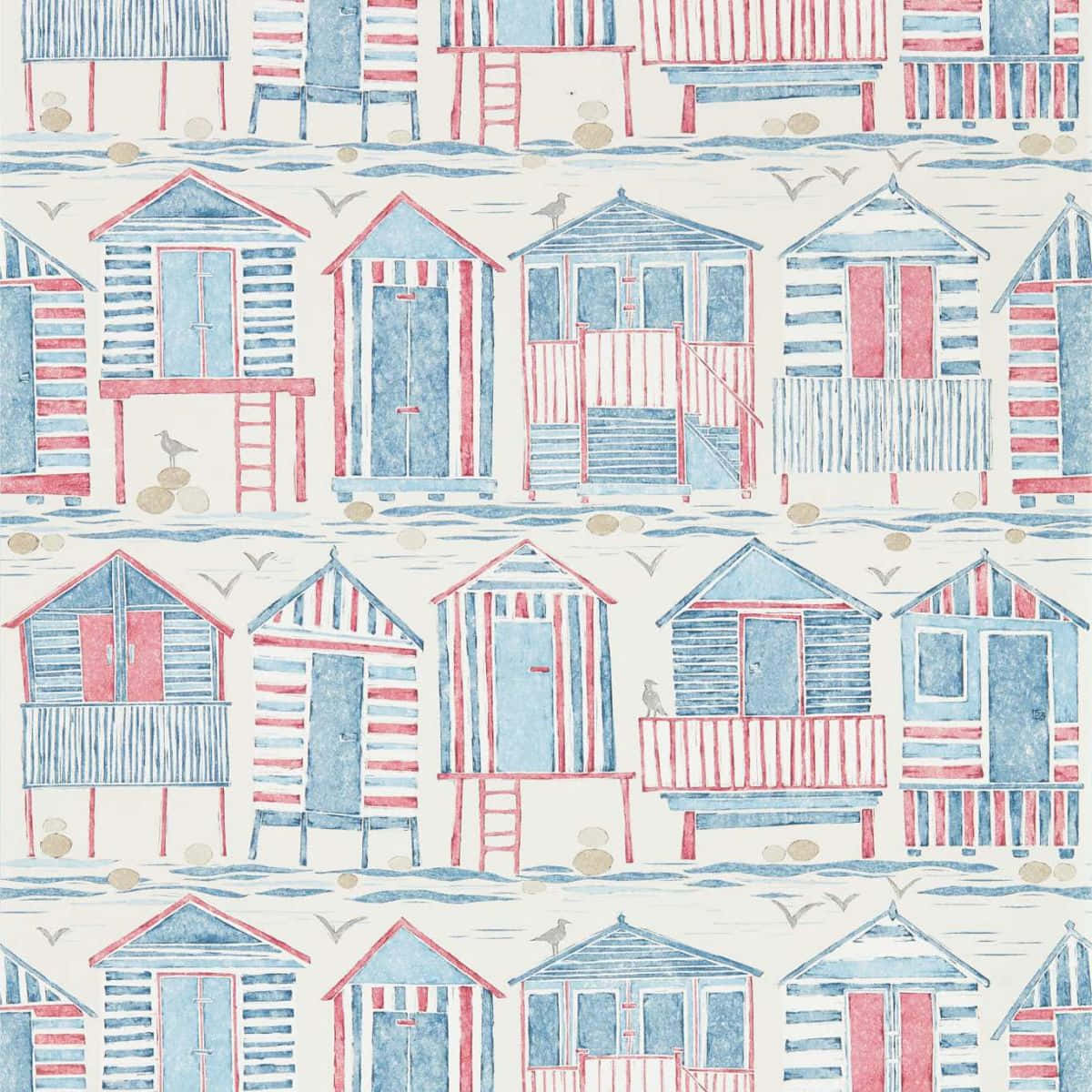 Beach Hut Pattern Nautical Design Wallpaper