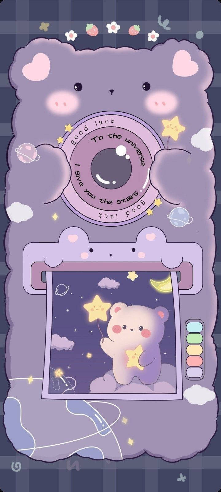 Bear Polaroid Girly Galaxy Wallpaper