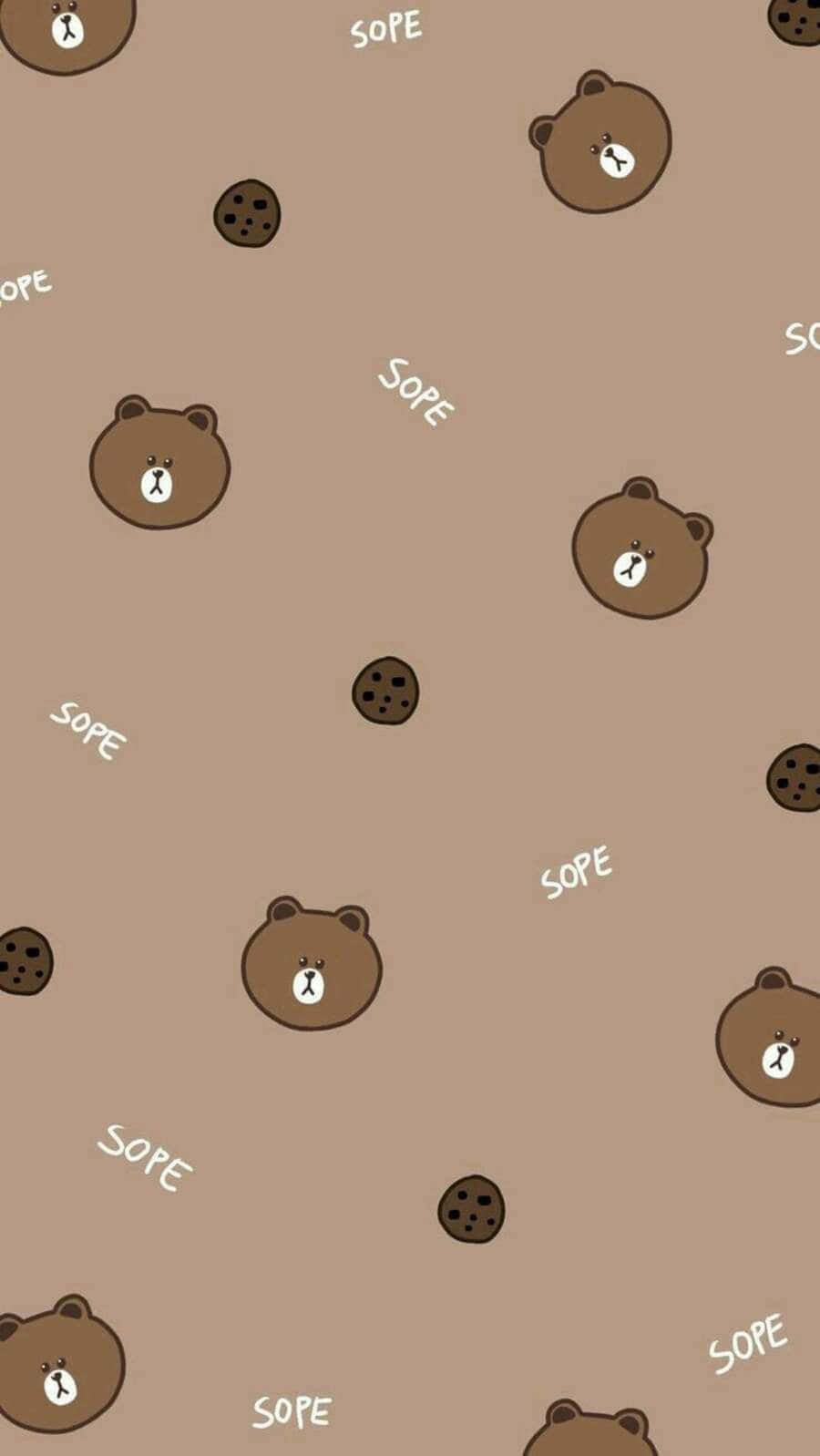 Bearand Cookie Patterni Phone Wallpaper Wallpaper