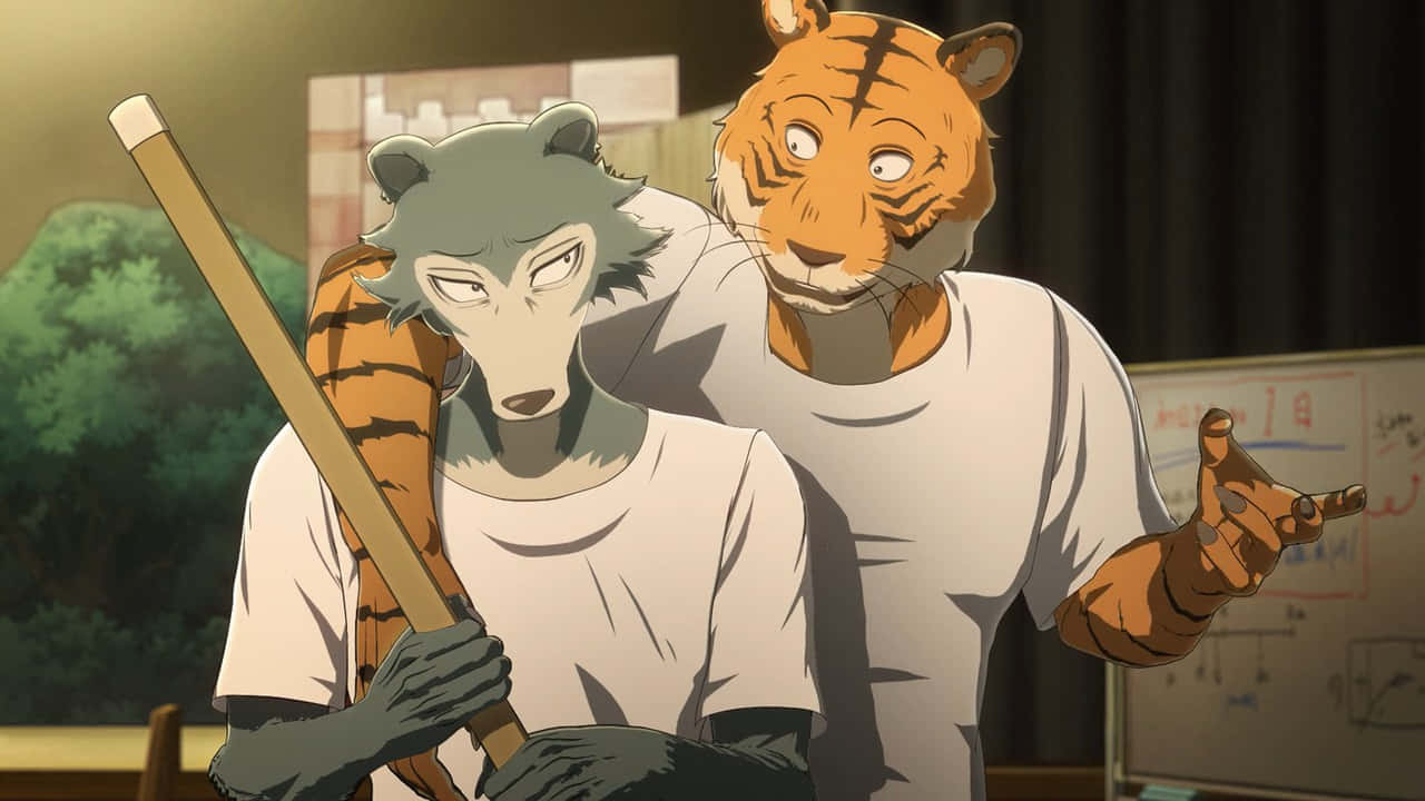 Beastars Gray Wolfand Tiger Characters Wallpaper