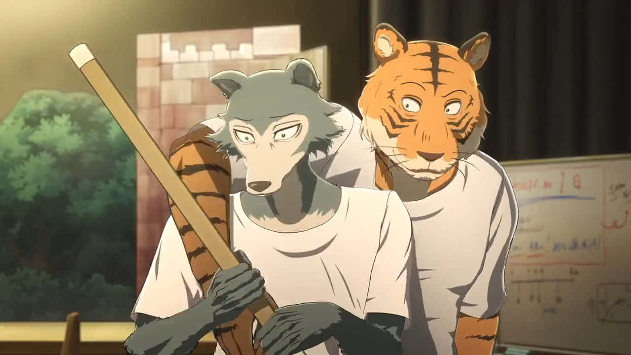 Beastars Gray Wolfand Tiger Characters Wallpaper