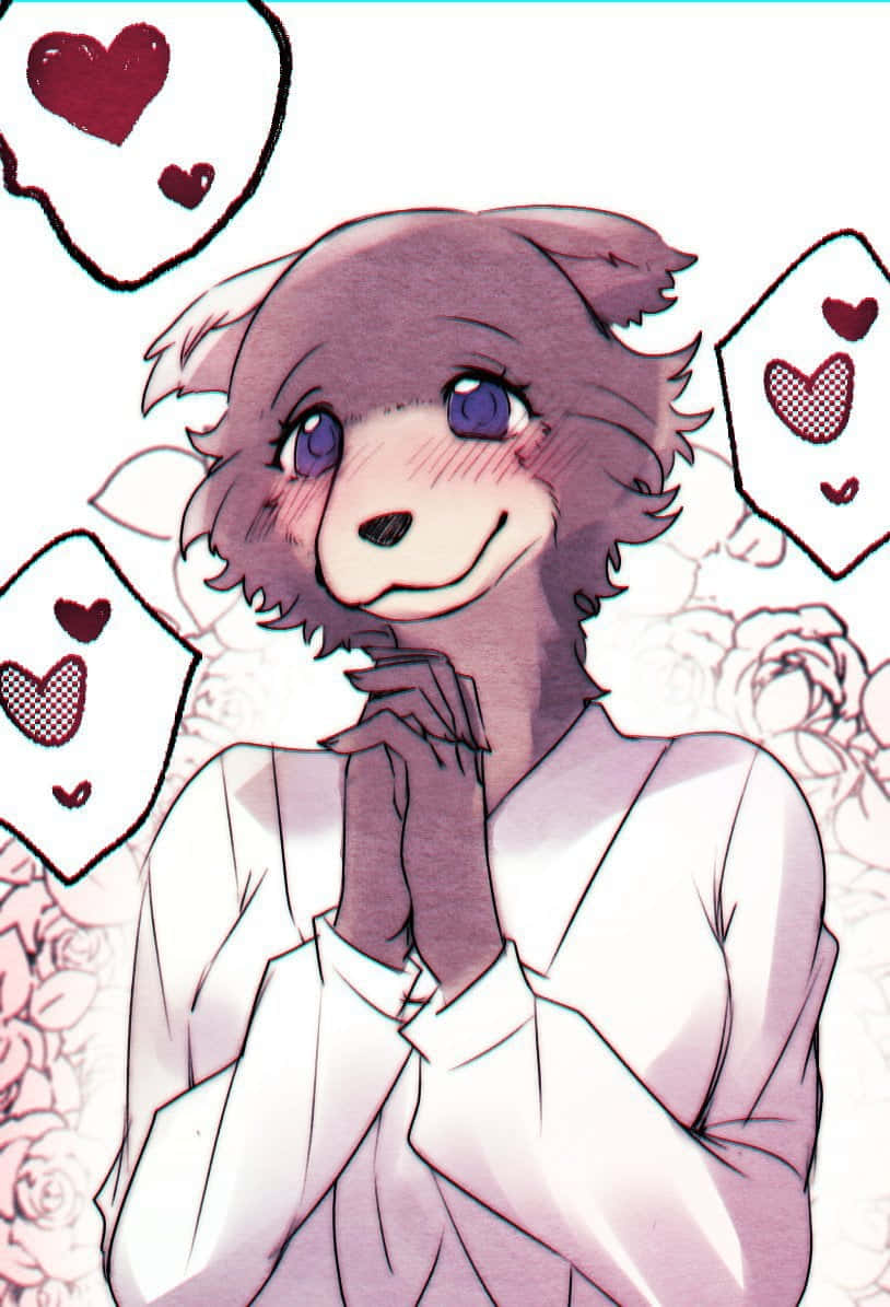 Beastars Juno Blushing With Hearts Wallpaper