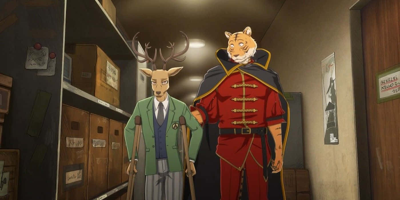 Beastars Louisand Tiger Character Interaction Wallpaper