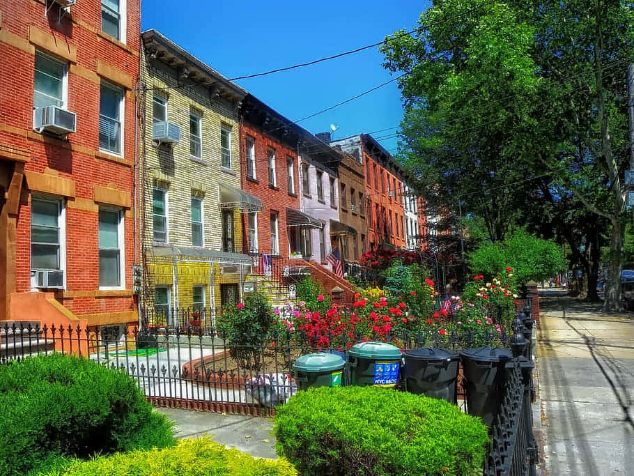 Beautiful Brownstone Building Facade Wallpaper