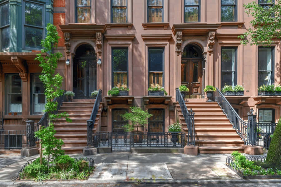 Beautiful Brownstone Facade Wallpaper