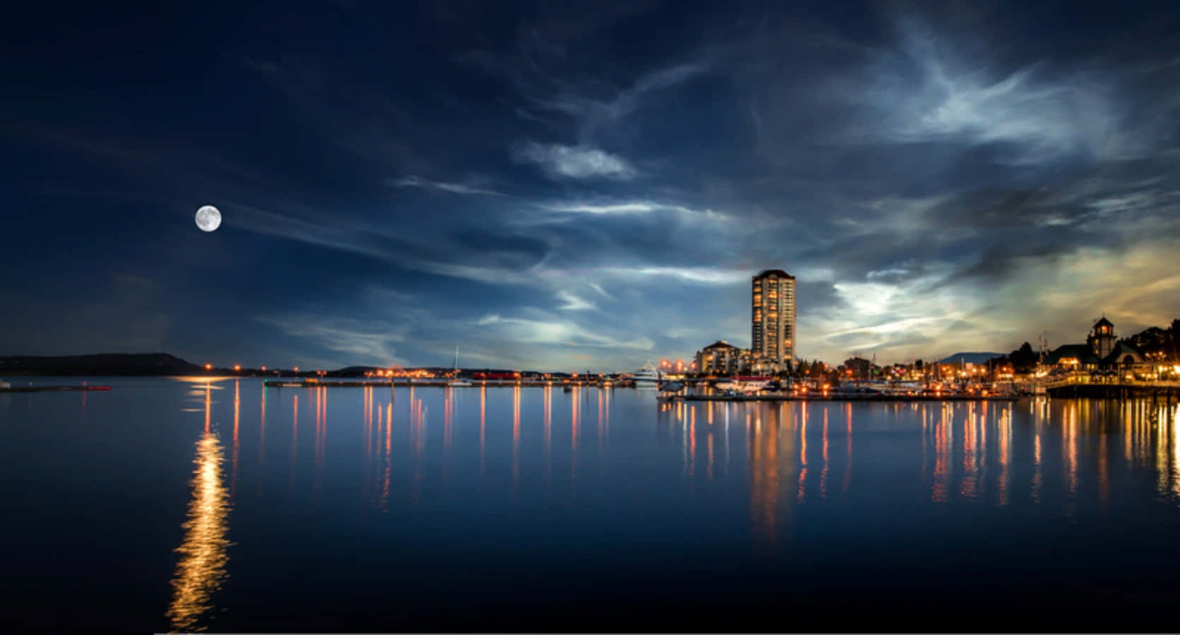 Beautiful Downtown Nanaimo Waterfront At Sunset Wallpaper