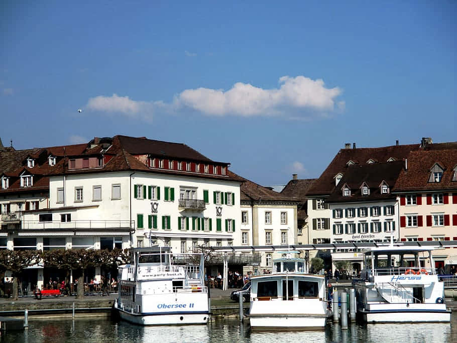 Beautiful Evening Sky Over Rapperswil-jona Wallpaper