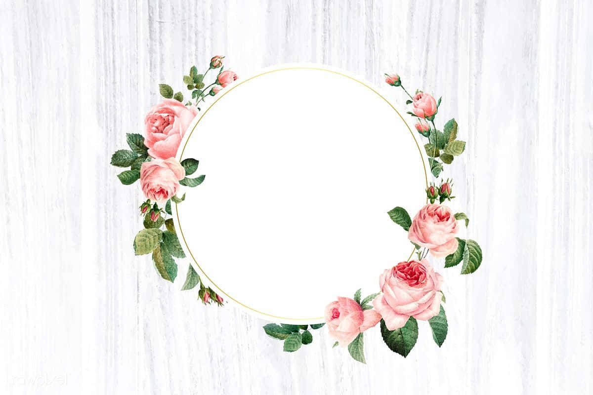 Beautiful Floral Wreath On A Blue Background Wallpaper