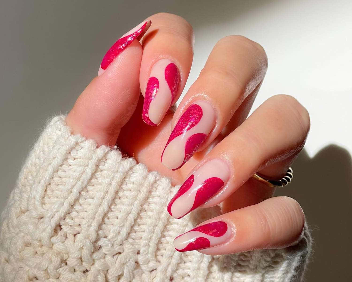 Beautiful Pink Nail Art Design Wallpaper