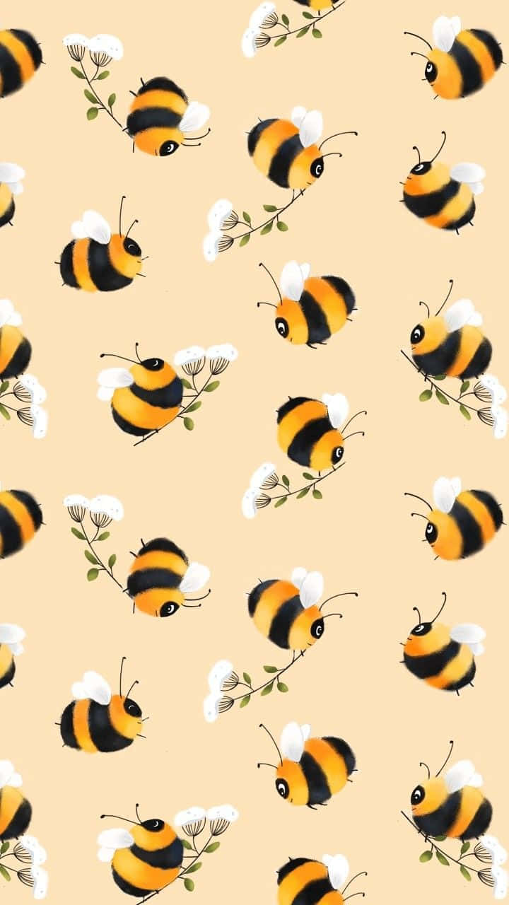 Bee Iphone Biege Pattern Wallpaper