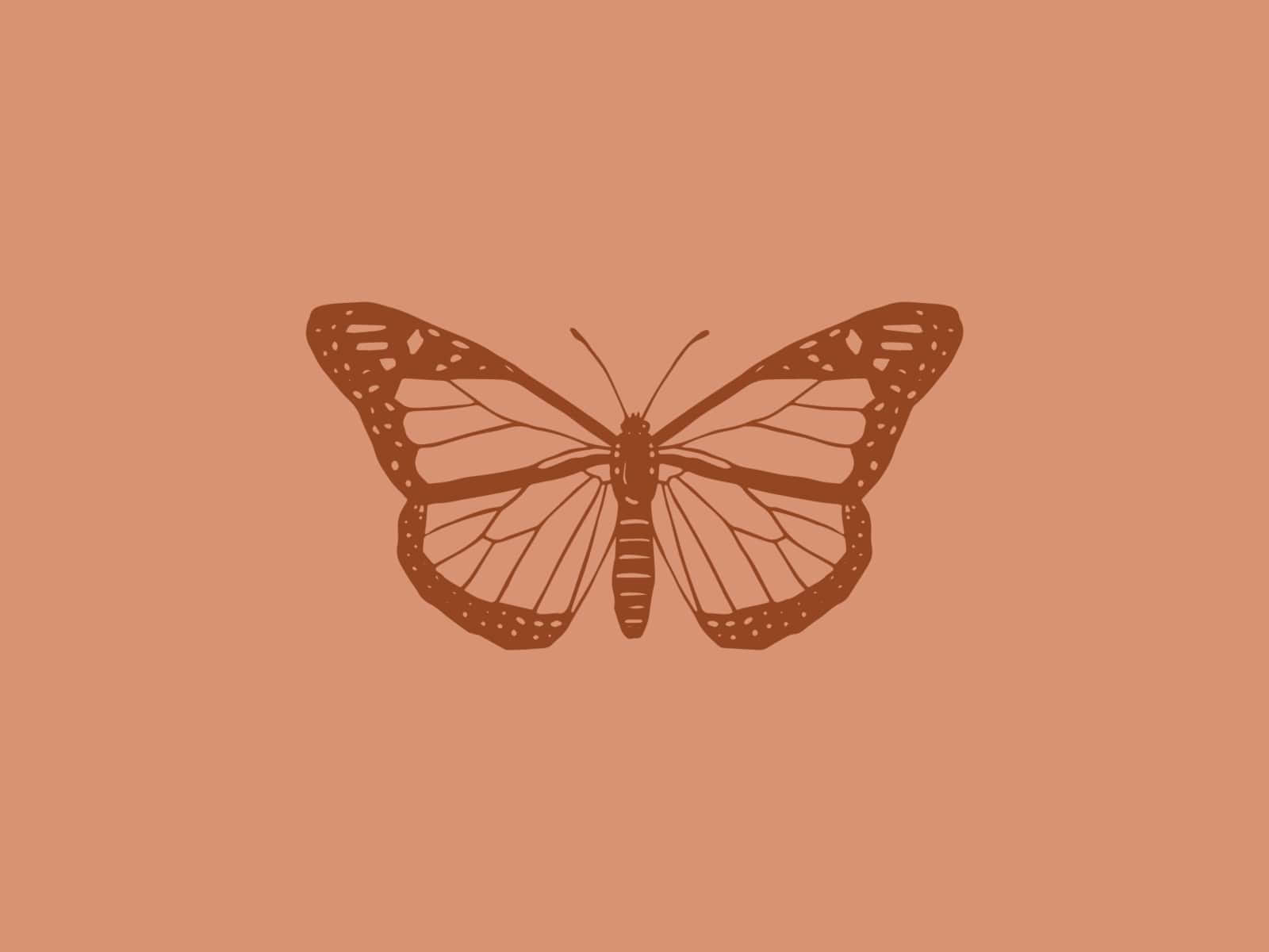 Beige Butterfly Illustration Wallpaper