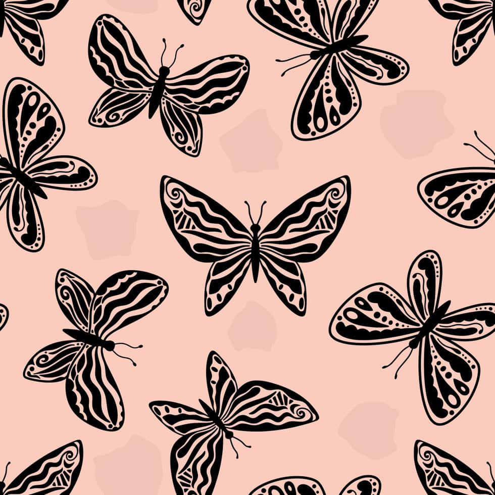 Beige Butterfly Pattern Aesthetic Wallpaper