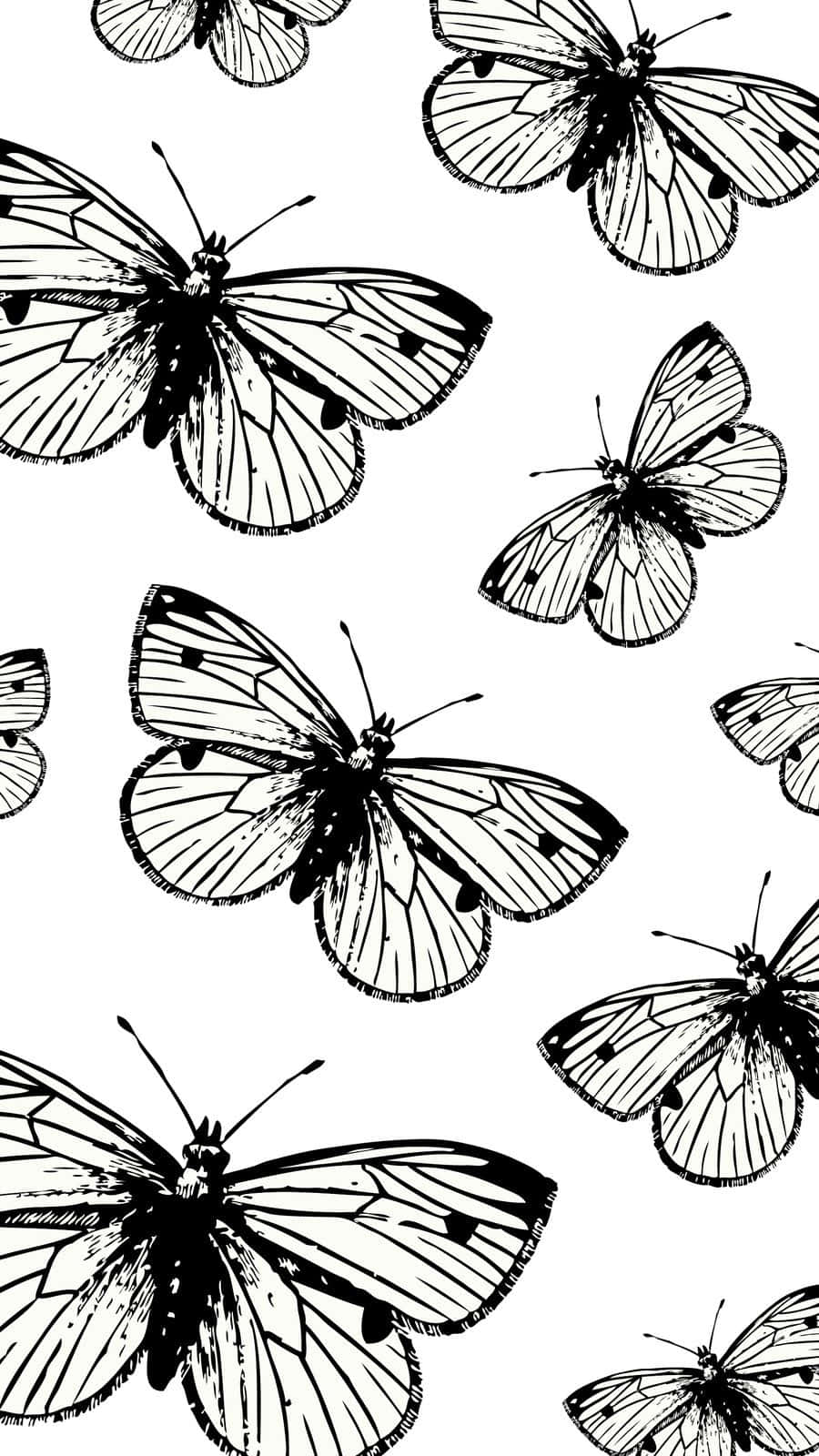 Beige Butterfly Pattern Aesthetic.jpg Wallpaper