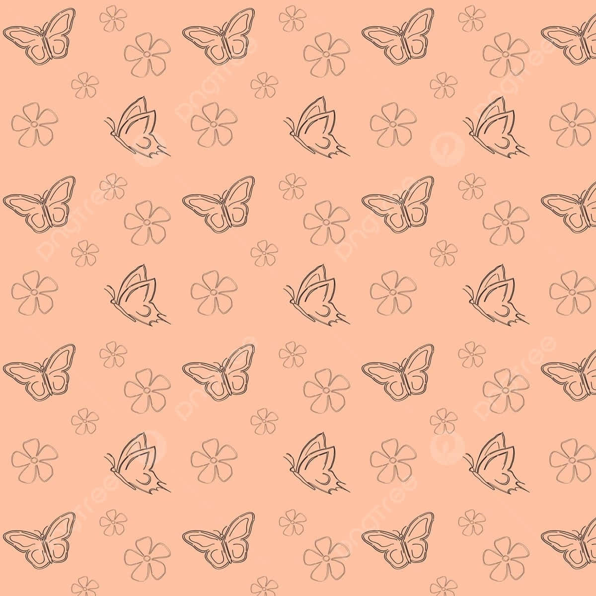 Beige Butterfly Pattern Aesthetic.jpg Wallpaper