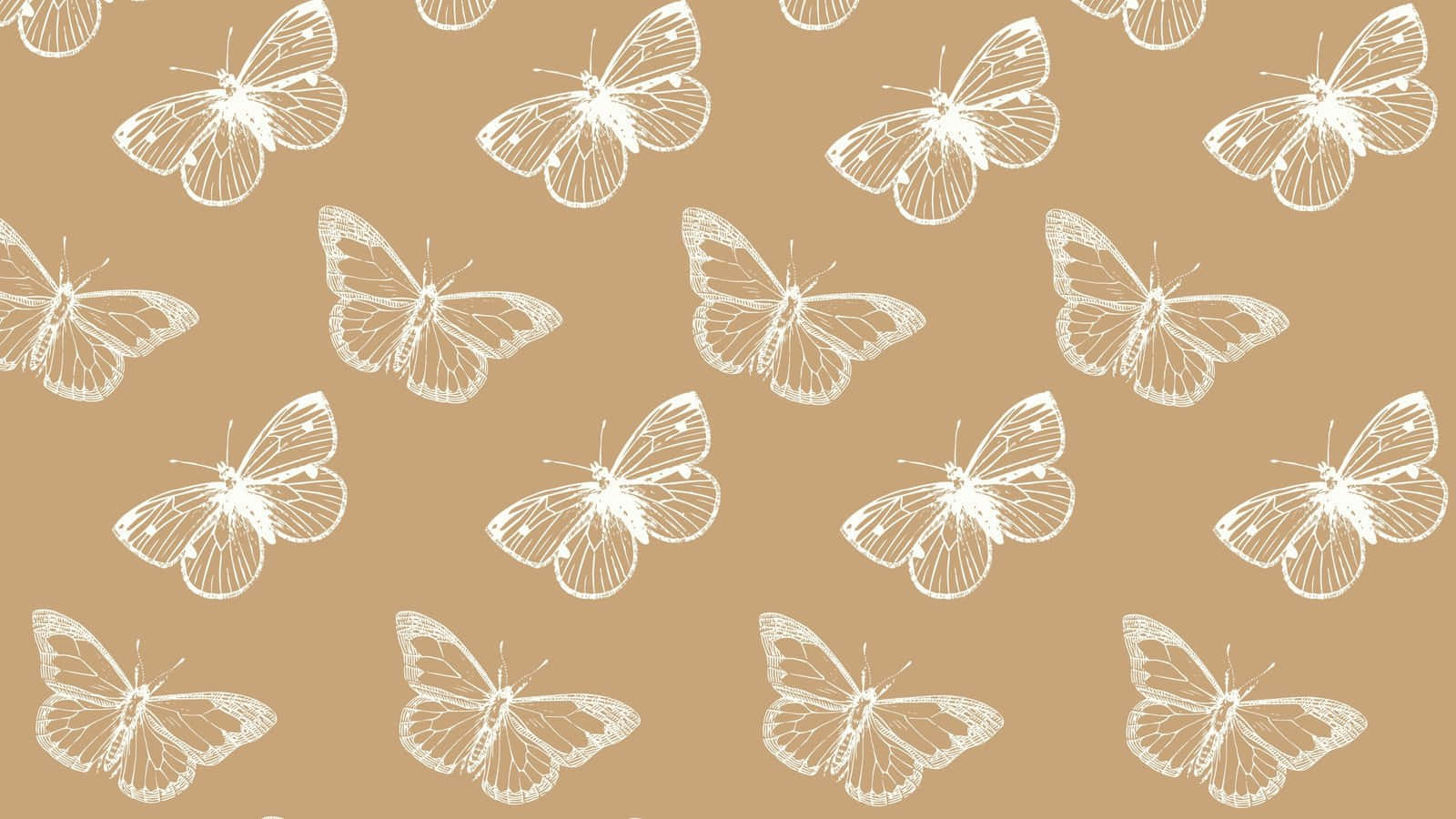 Beige Butterfly Pattern Aesthetic Wallpaper