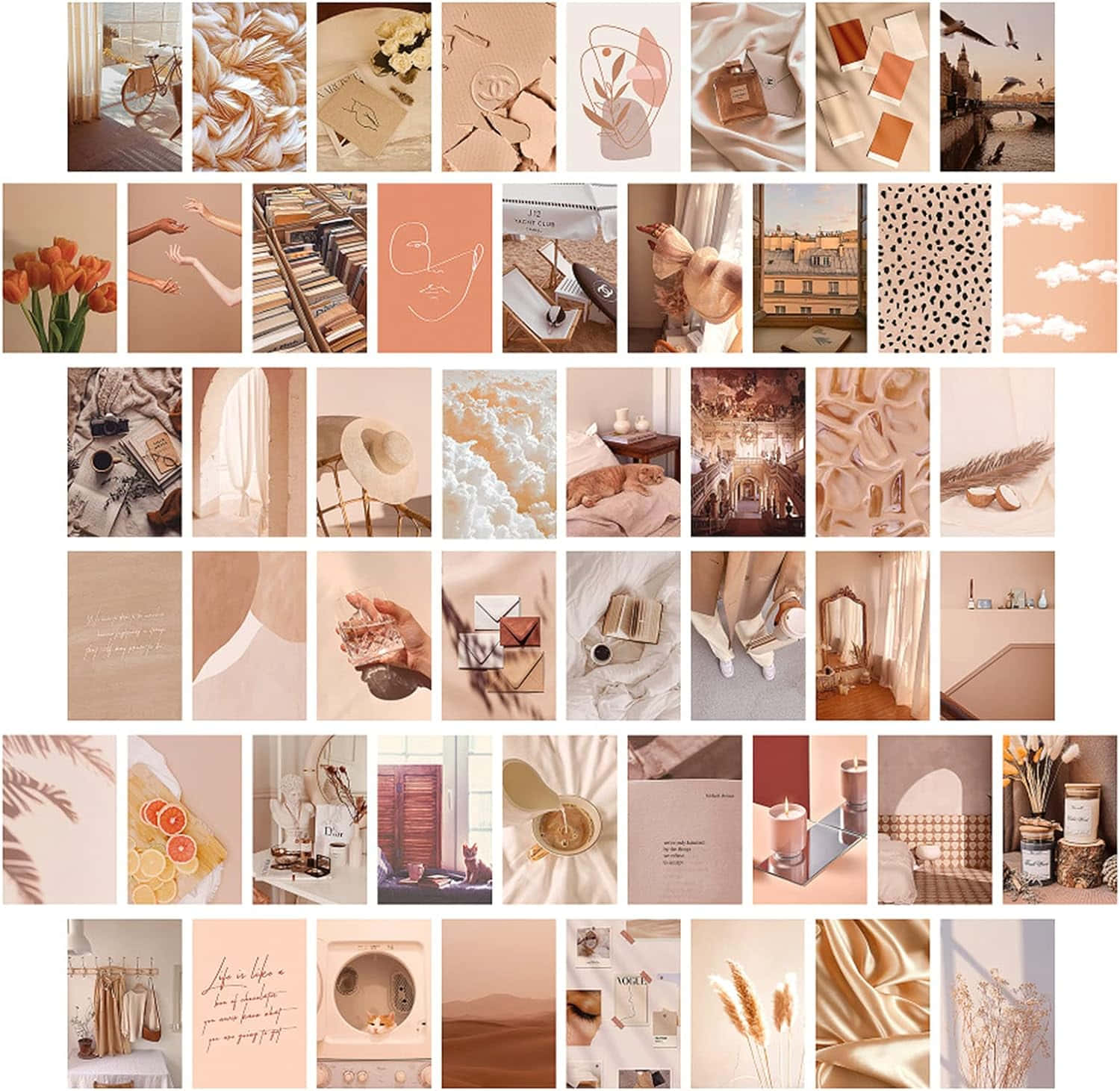 Beige Cream Aesthetic Collage Wallpaper