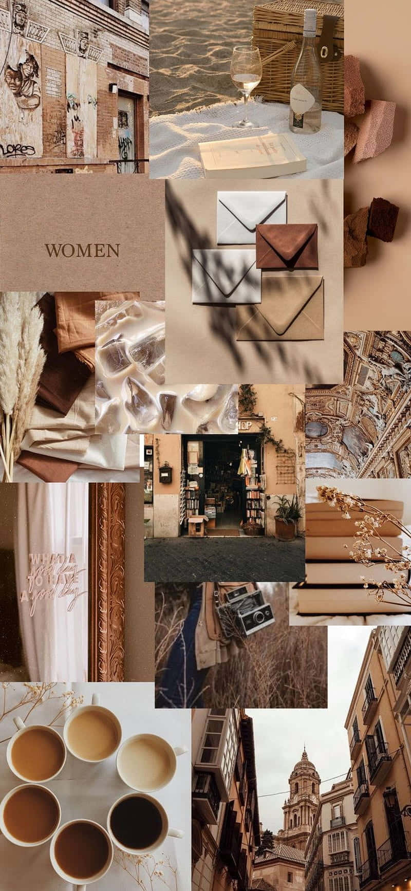 Beige Tan Aesthetic Collage Wallpaper