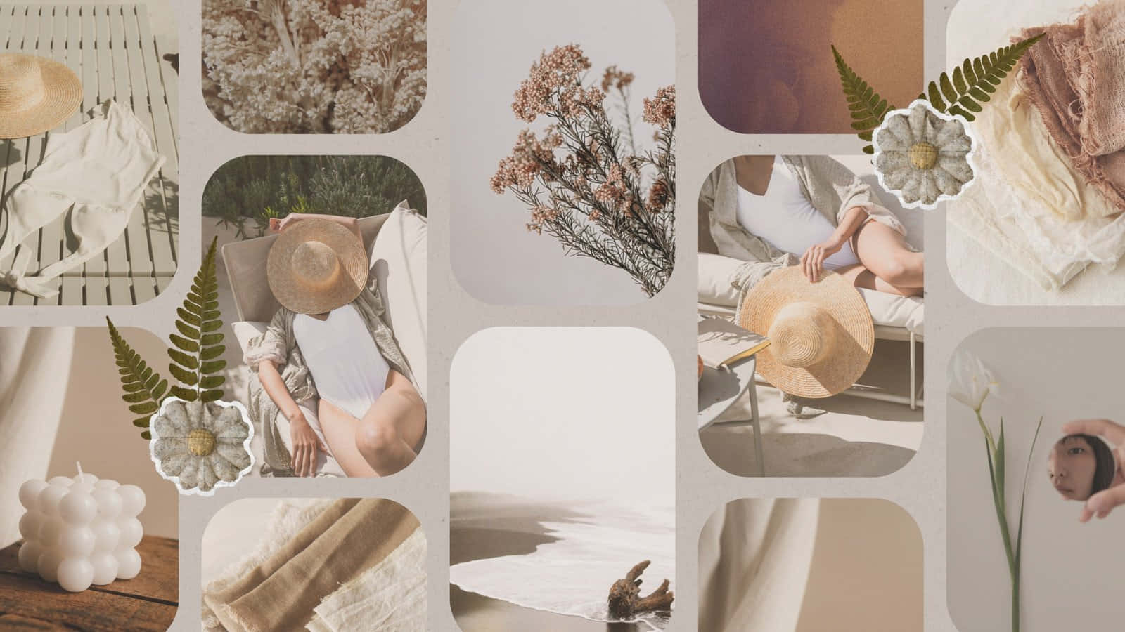 Beige Tan Aesthetic Collage Wallpaper