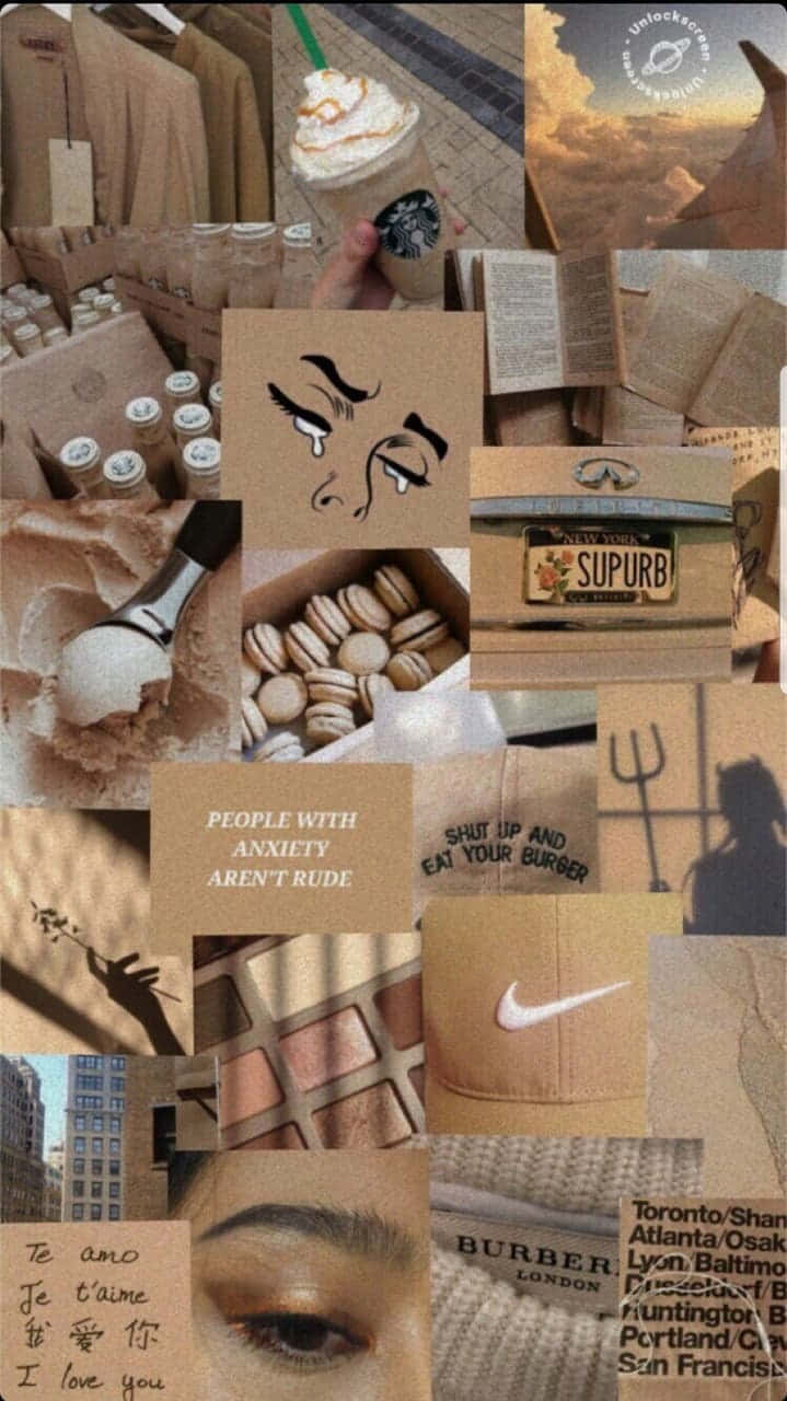 Beige Tan Aesthetic Collage Wallpaper