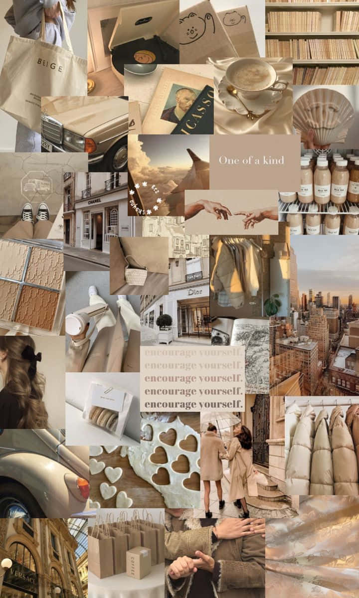 Beige Tan Aesthetic Collage Wallpaper