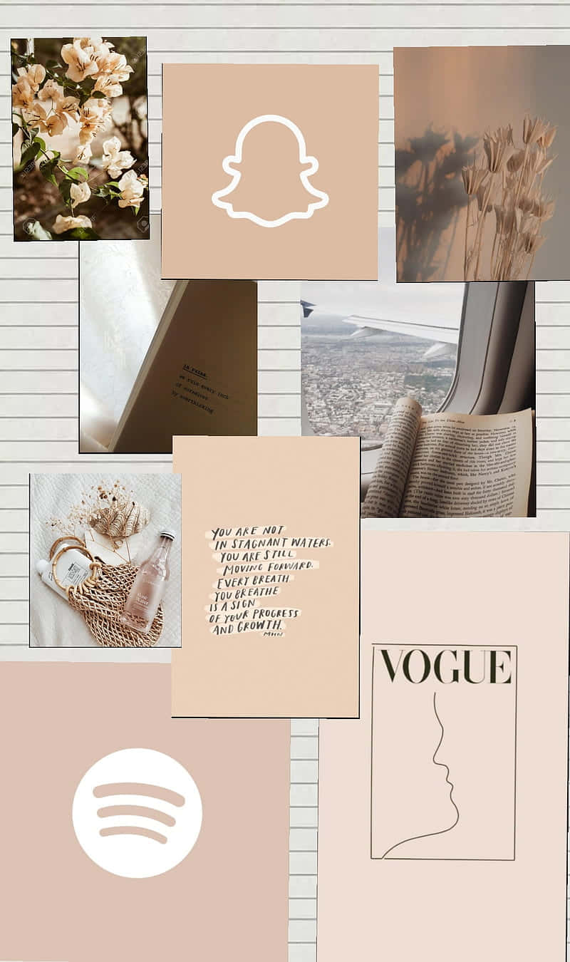 Beige Tan Aesthetic Collage Wallpaper